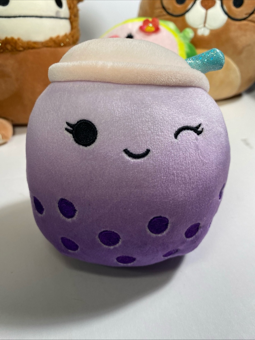 Kelltoy Squishmallow Bubble Tea Boba Drink 5" Poplina The Purple Drink Plush Toy